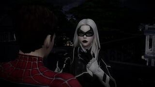 Человек-паук трахает черную кошку - порно видео